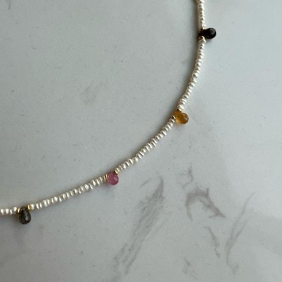 Natural Pearl and tourmaline necklace NO BRAND - Picture 2 of 4